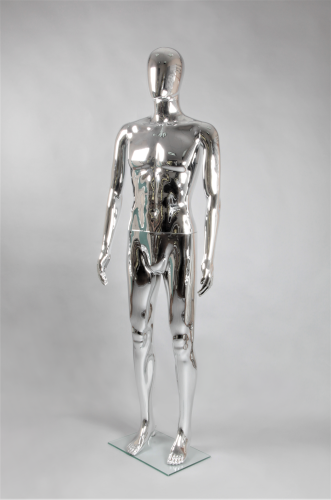 Манекен мужской ростовой без лица, серебряный глянец ME-4S