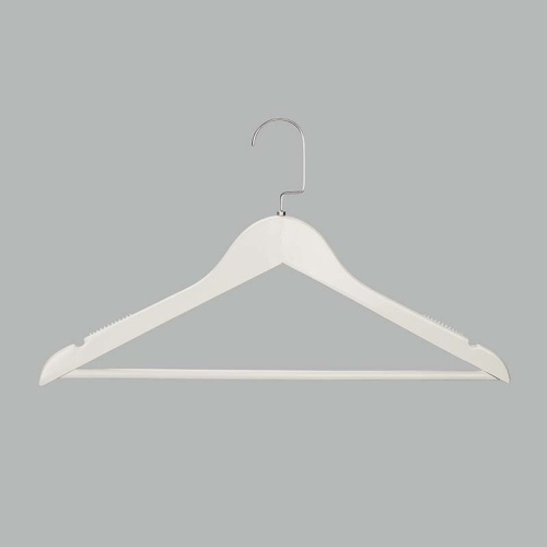 Плечики деревянные с плоским крючком, белый/хром C30N/1-T150W(бел/хром)