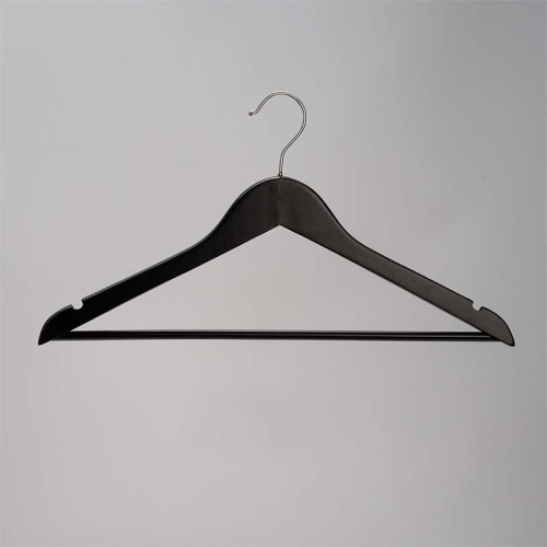 Плечики деревянные для одежды с круглым крючком C30N-T150B(черн/хром)