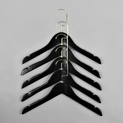 Вешалка-плечики для одежды деревянная Длина: 340 мм Цвет: черный/золото фото 4