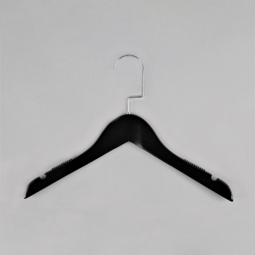 Вешалка-плечики для одежды деревянная Длина: 340 мм Цвет: черный/хром