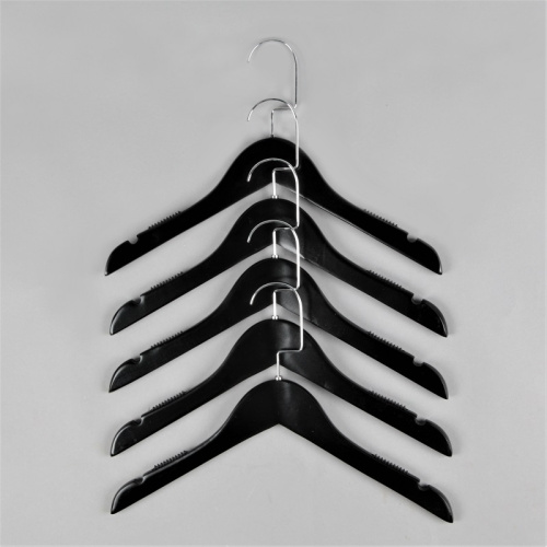 Вешалка-плечики для одежды деревянная Длина: 340 мм Цвет: черный/хром фото 4