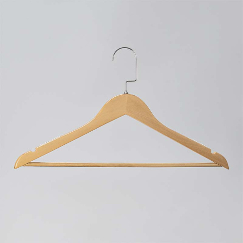 Плечики для одежды, деревянные, с перекладиной C30N/1-C33XX(светл/хром)