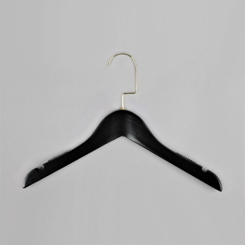 Вешалка-плечики для одежды деревянная Длина: 340 мм Цвет: черный/золото