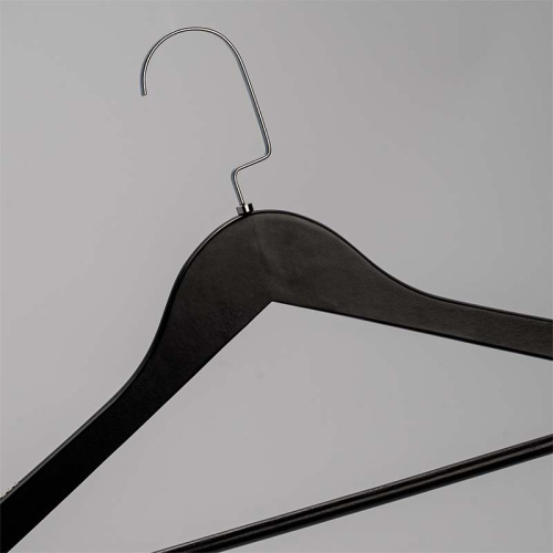 Плечики деревянные для одежды с плоским крючком C30N/1-T150B(черн/хром) фото 2