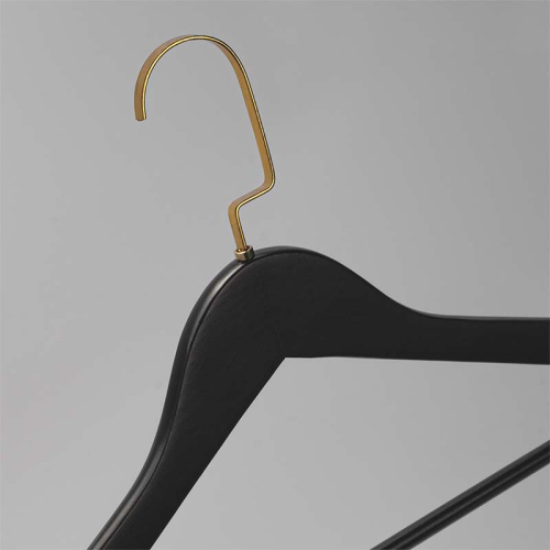 Плечики деревянные для одежды с плоским крючком C30N/1-T150B(черн/зол) фото 2 Плечики деревянные для одежды с плоским крючком C30N/1-T150B(черн/зол) фото 2