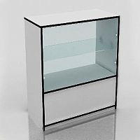 Прилавок витрина торговая из ЛДСП и стекла для магазина, для посуды или коллекций ПР-1(бел)
